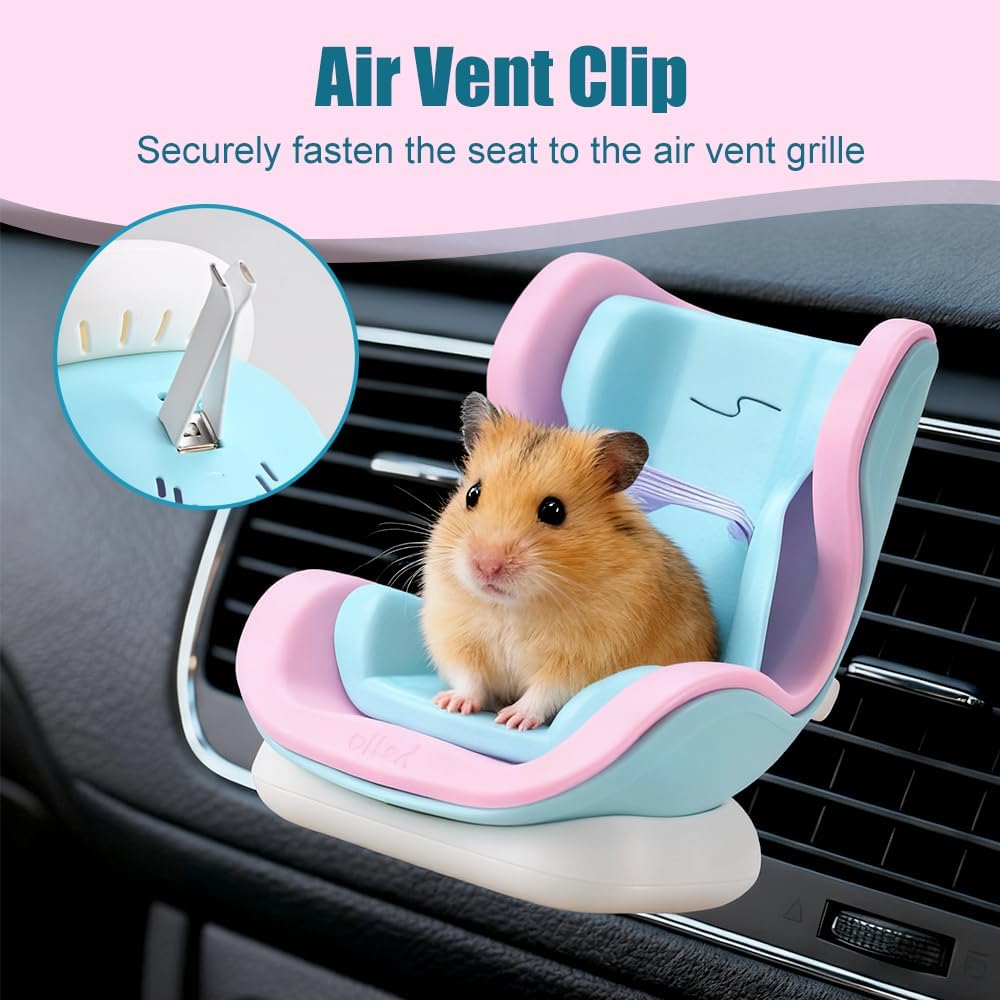 Hamsters Car Seat,Adjustable Leash Gerbils Car Vent Holder Includes