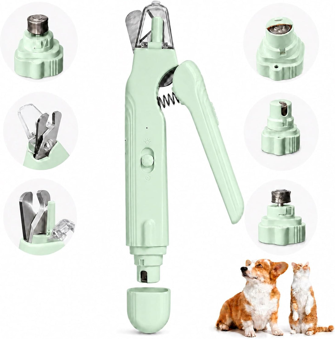 2-in-1 Dog Nail Grinder &Dog Nail Clippers with Light,Cat Nail