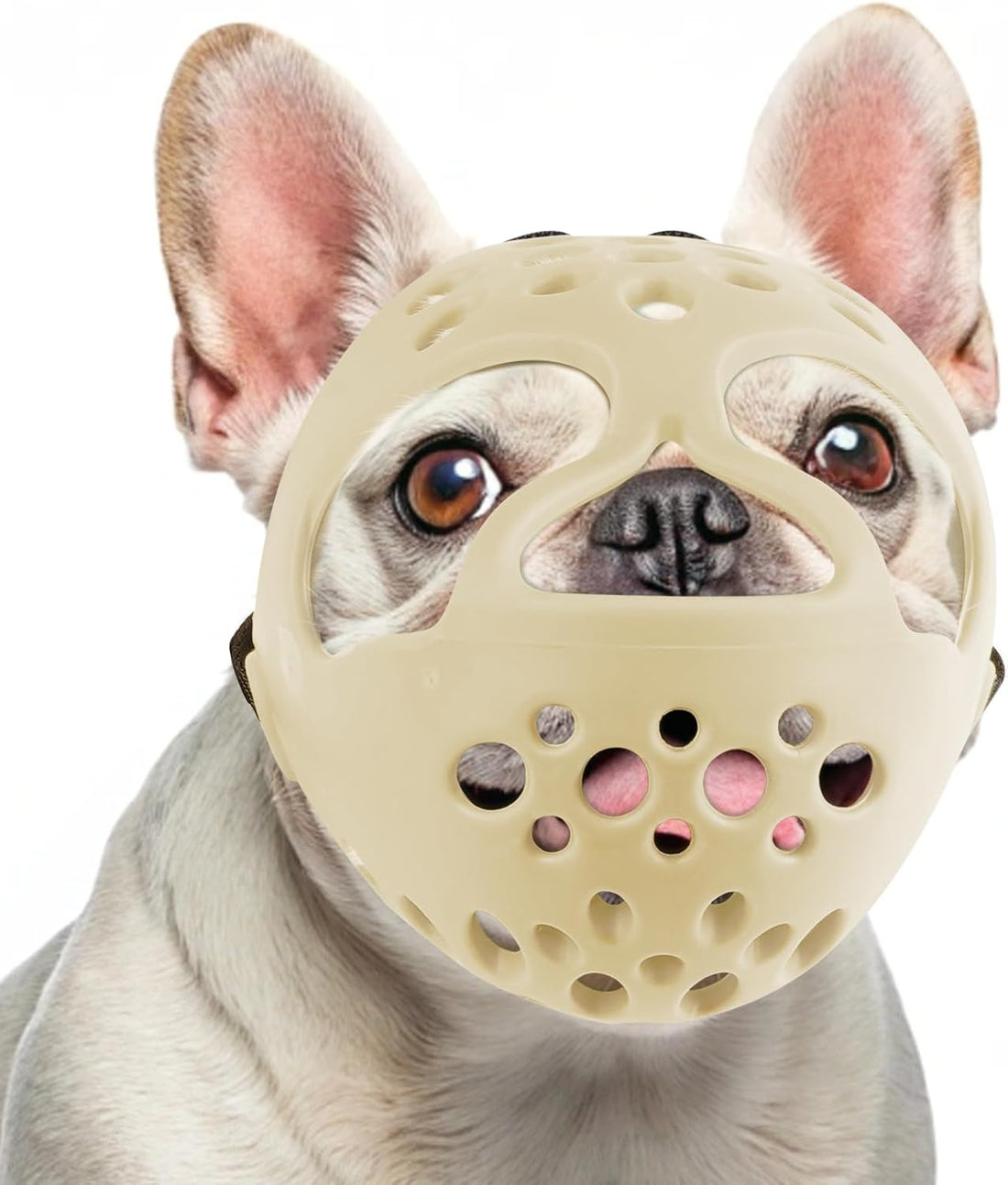 BARKLESS Frenchie Muzzle for Biting, Breathable Short Snout Dog Muzzle