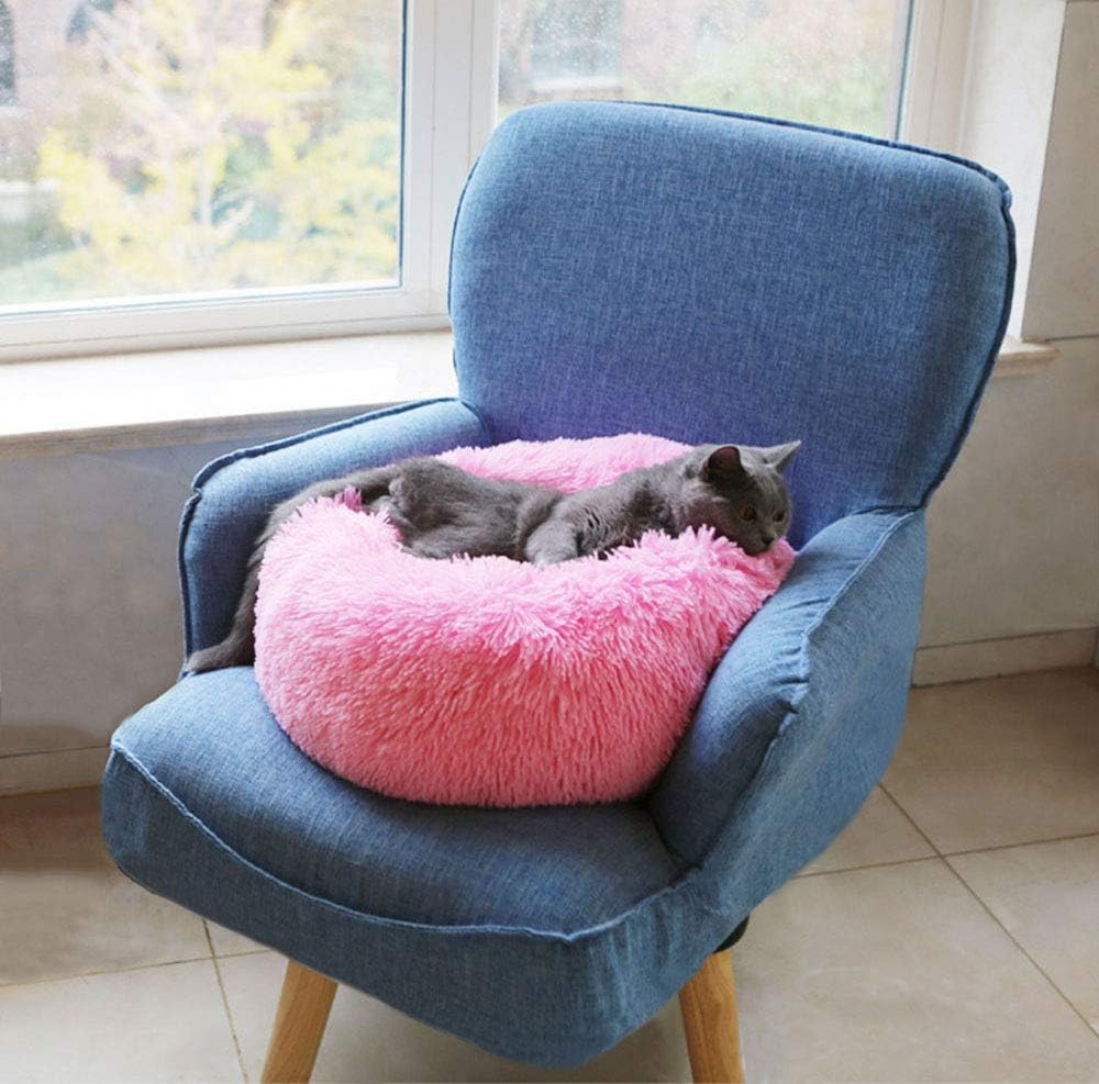 BODISEINT Modern Soft Plush Round Pet Bed for Cats or Small Dogs