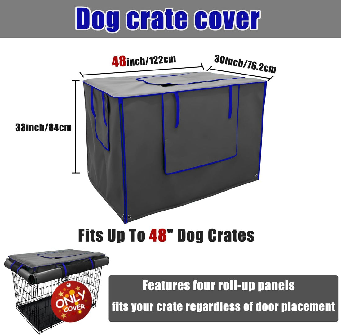 48-Inch Grey Dog Crate Cover, Light-Blocking Roller Shade -Cover Only
