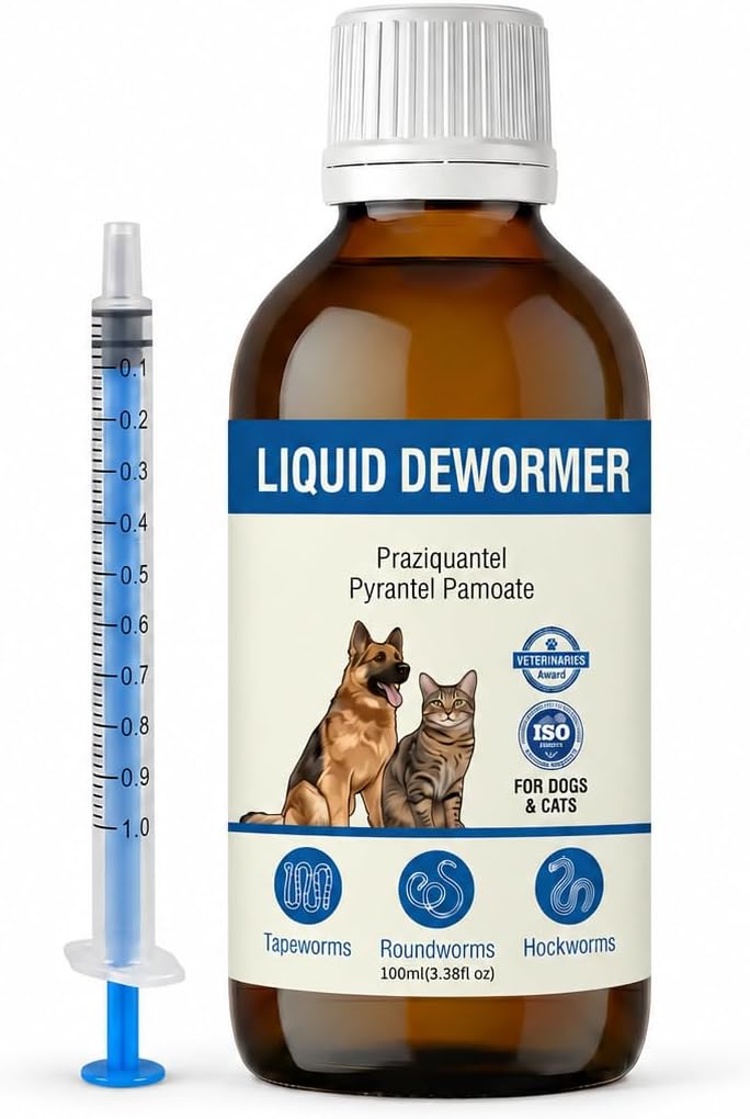 Liquid Dewormer for Dogs & Cats, Praziquantel & Pyrantel Pamoate