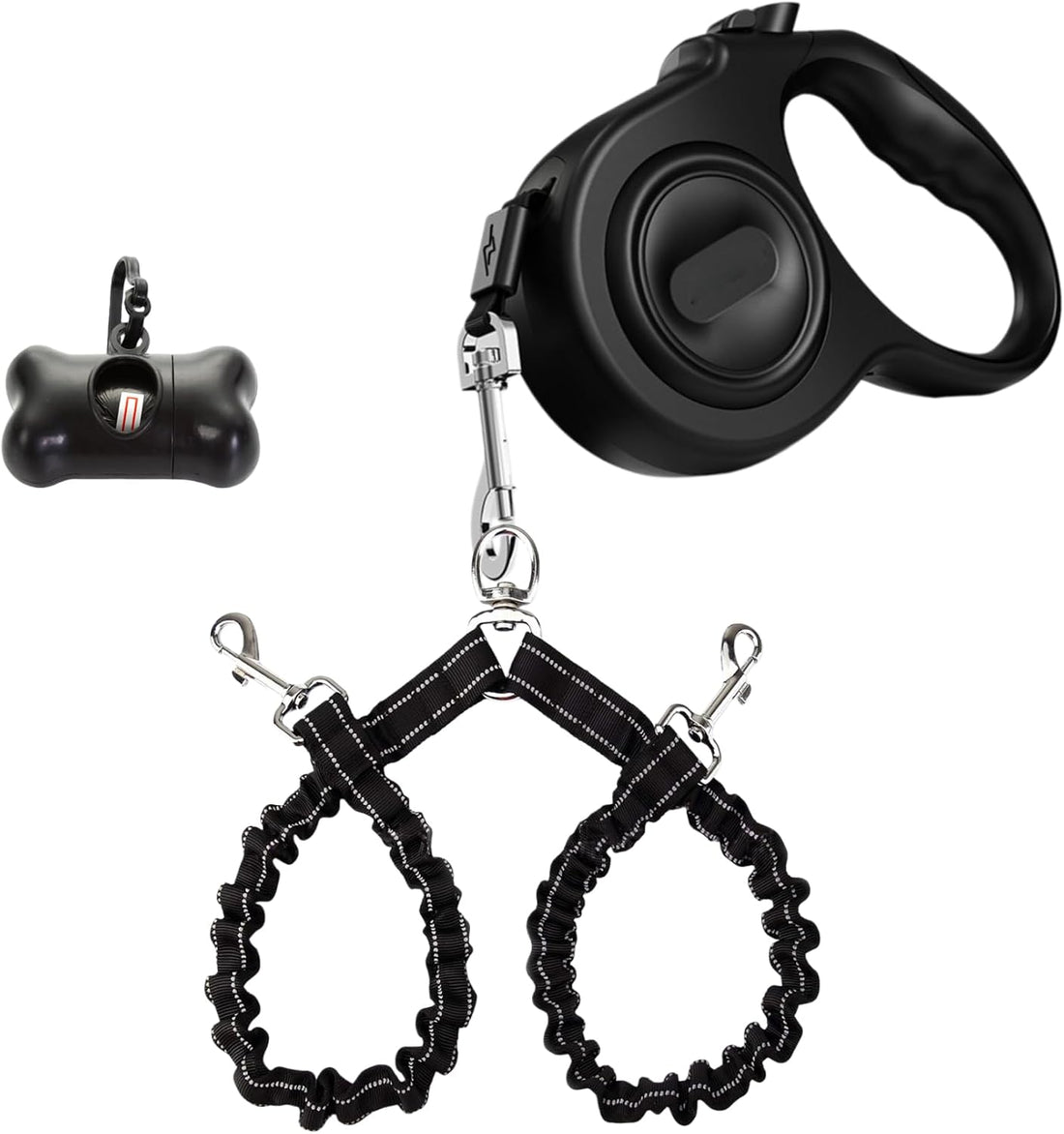 9.8 FT Dual Retractable Dog Leash for 2 Small Breeds Up to 44lbs Each