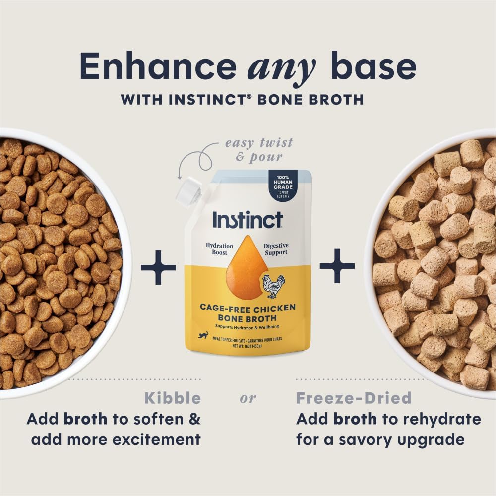 Instinct Bone Broth, Cat Meal Topper, Human Grade, Cage-Free Chicken