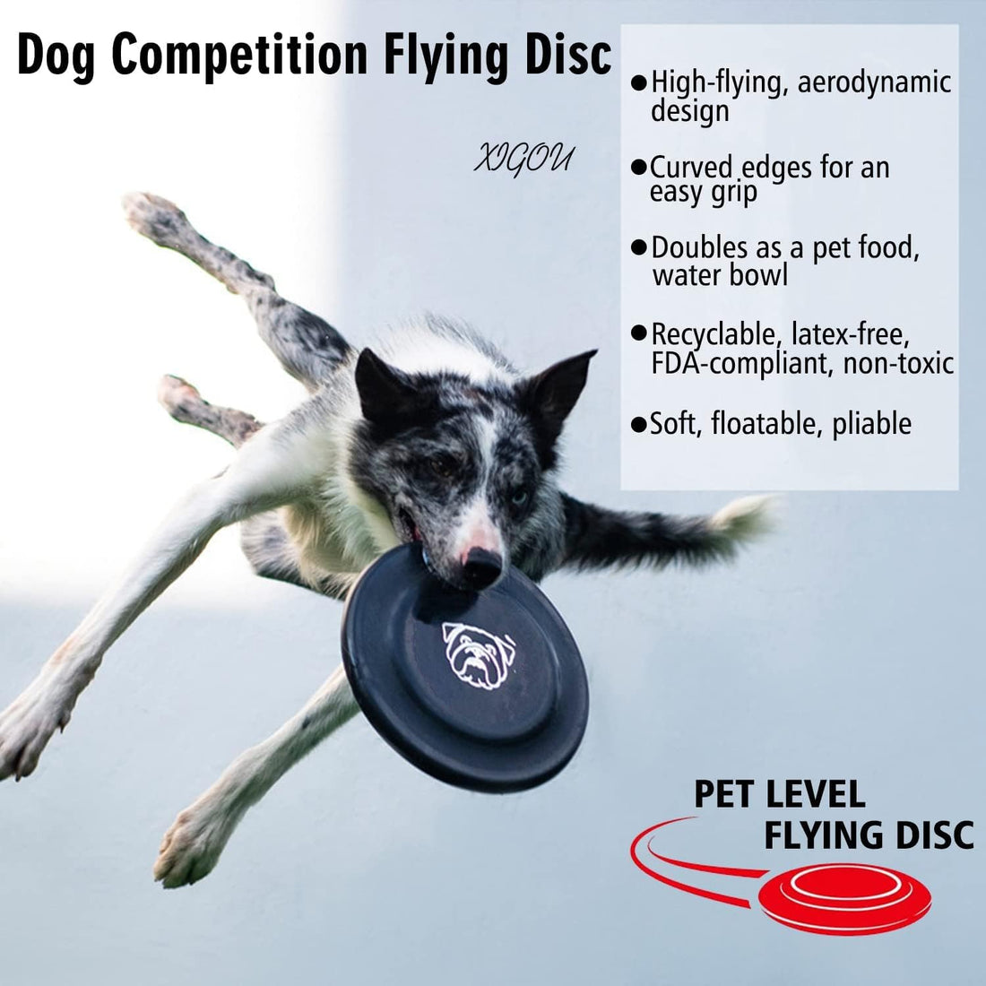 XIGOU Dog Flying Disc, 3 Pcs Competition Dog Flyer Toy