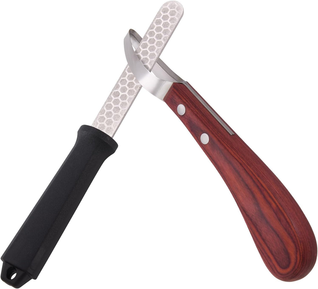 Hoof Knife with Sharpener, 2 PCS Professional Farrier Kit