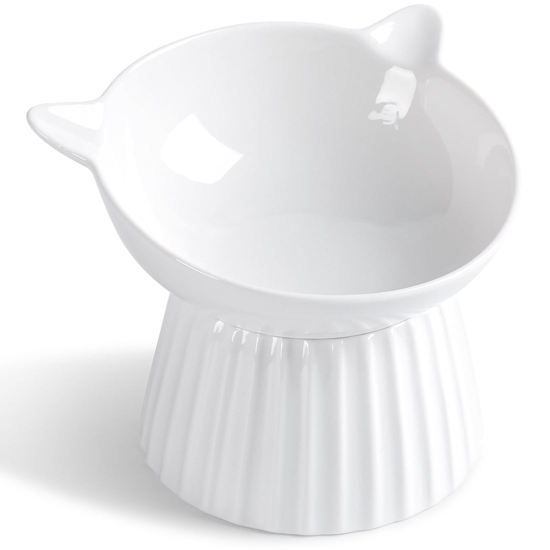 Wellbro Ceramic Raised Cat Bowl,Tilted Raised Cat Bowl Anti Vomit Cat