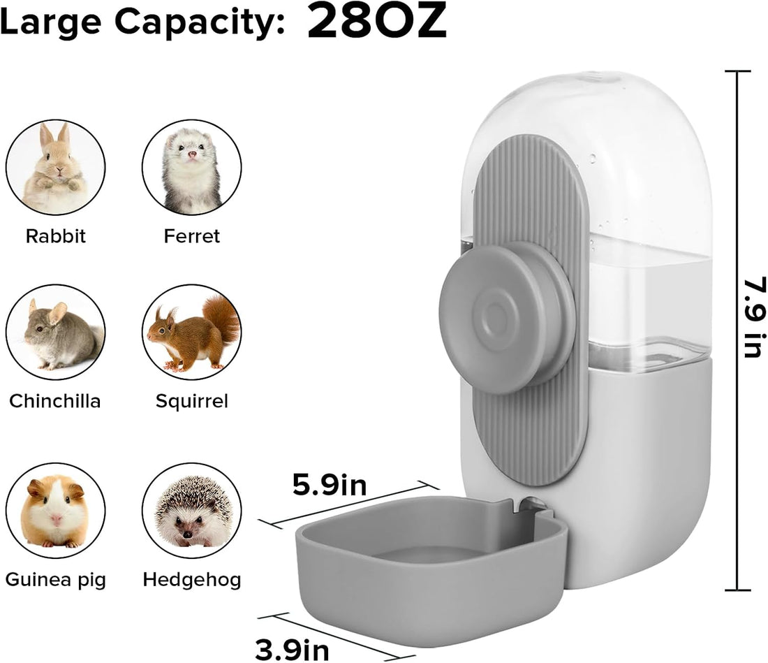 Kenond 28oz Rabbit Water Dispenser, Guinea Pig Gravity Water Bottle