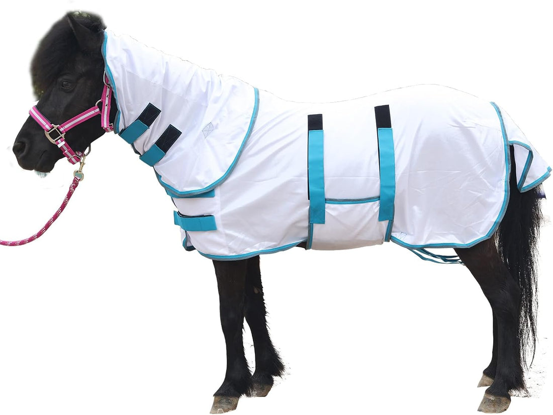 Mini Horse & Pony Mesh Fly Sheet with Neck & Belly Wrap White 50