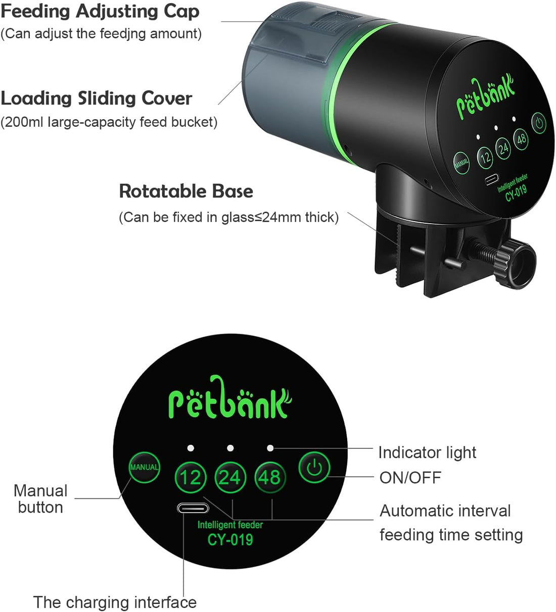 Automatic Fish Feeder for Aquarium Easy Setup & 12/24/48H Interval