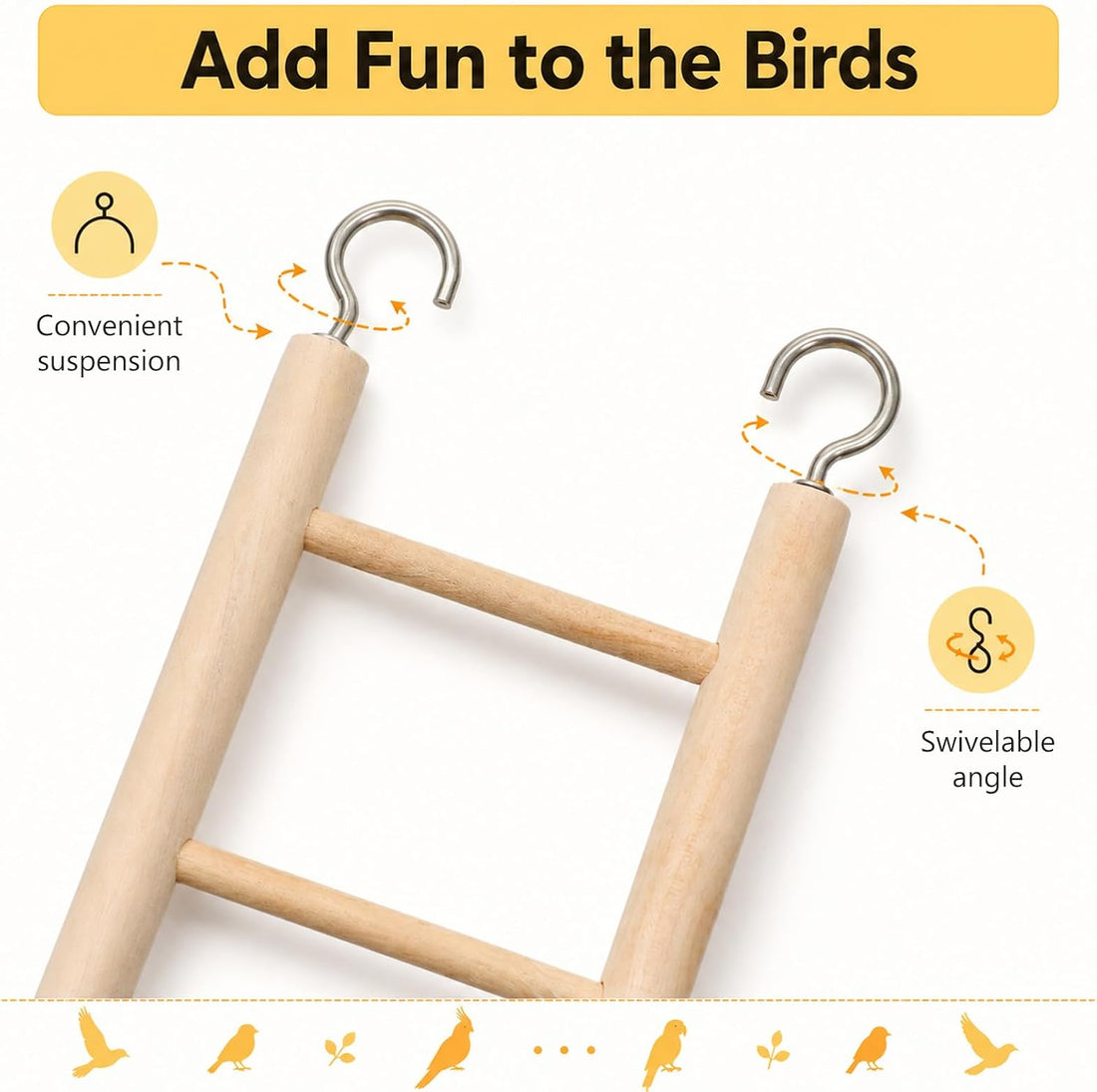 3 Pcs Natural Wooden Bird Cage Ladder Set 6 Step/7 Step/8 Step