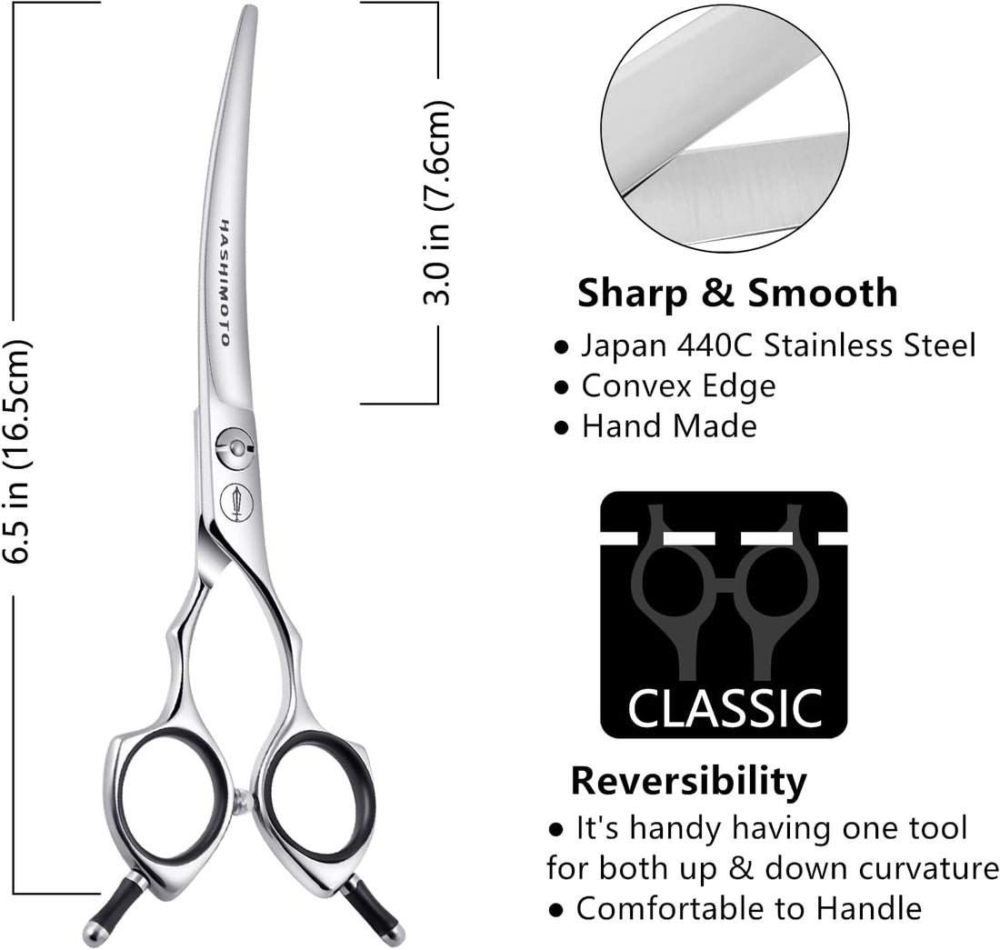HASHIMOTO Dog Grooming Scissors, Curved Scissors for Dog Grooming