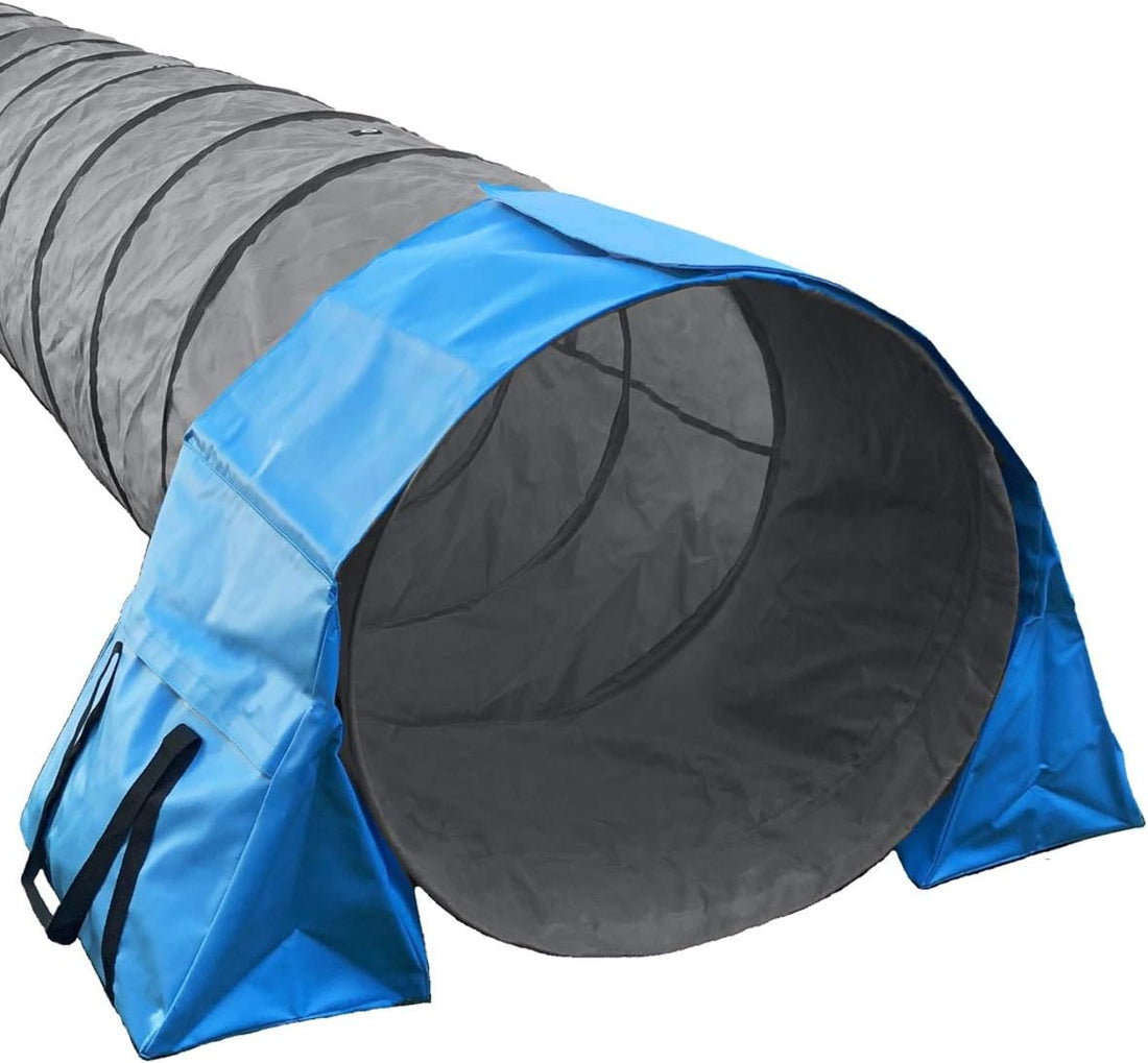 Rise8 Non-constricting Saddlebags for stabilizing Dog Agility Tunnel