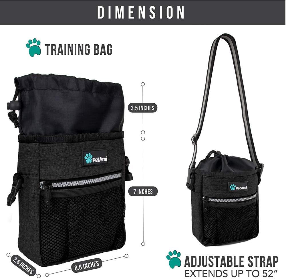 PetAmi Hands Free Dog Treat Pouch for Training and Walking, Charcoal
