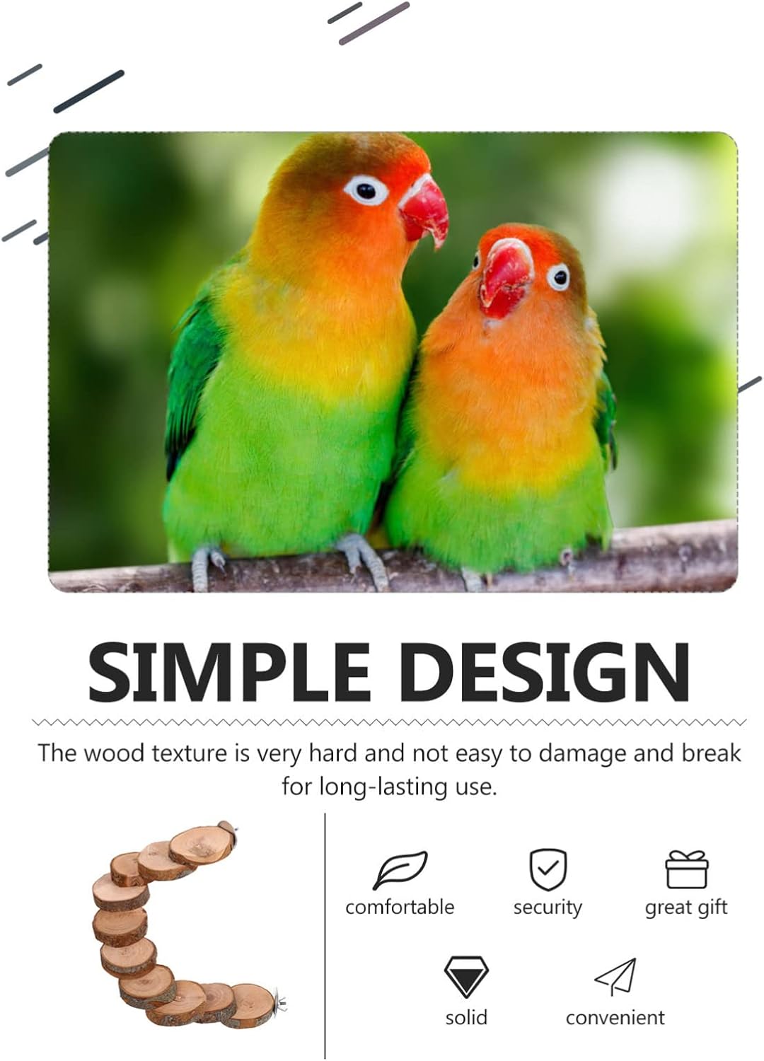 Kisangel Natural Wood Bird Ladder for Cage