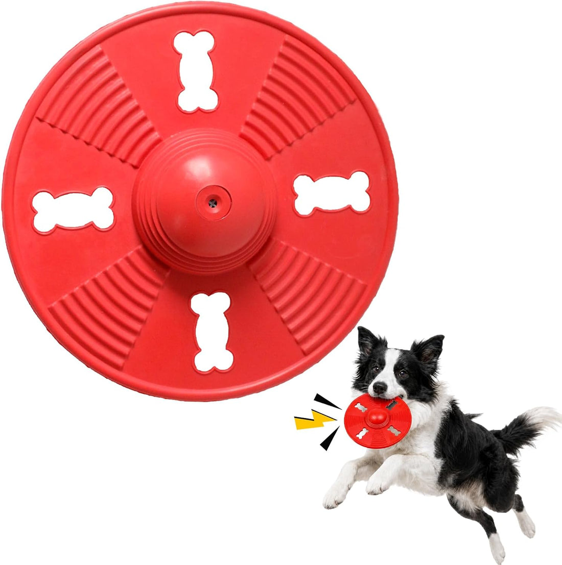 Squeaky Natural Rubber Dog Flying Disc/Frisbee/Flyer with Black Ball