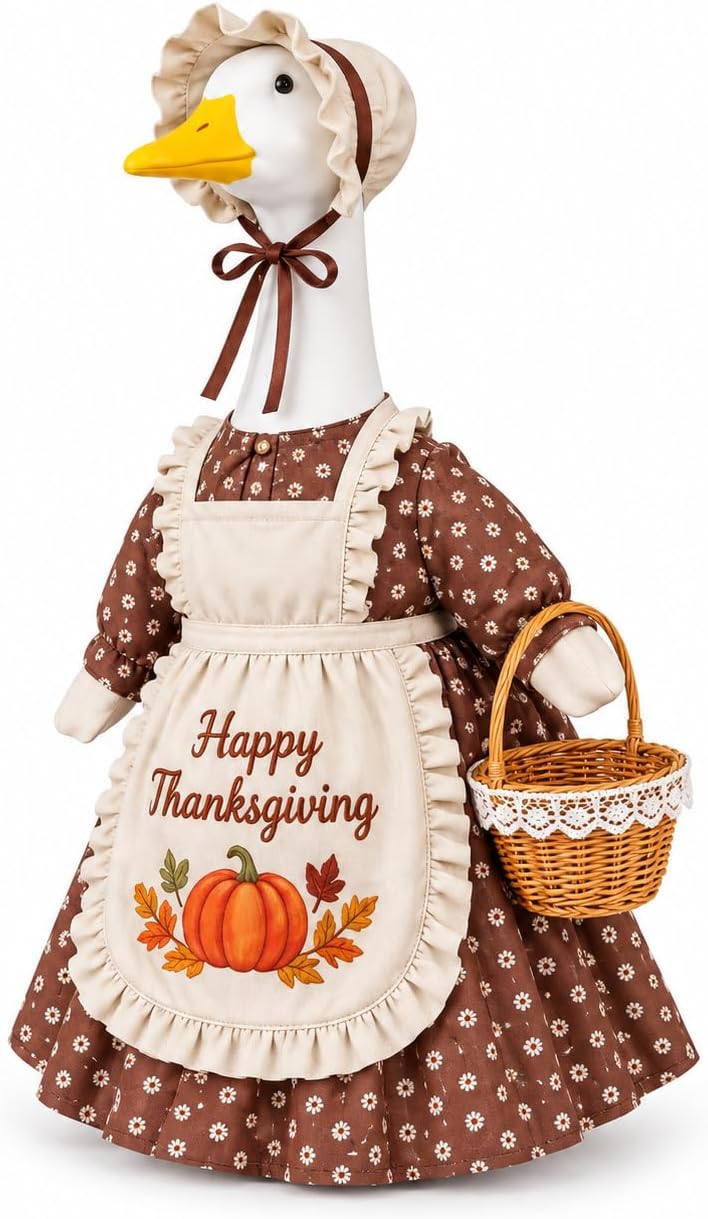 Halloween Porch Goose Outfit Bloody Ghost Pumpkin for Outdoor Lawn