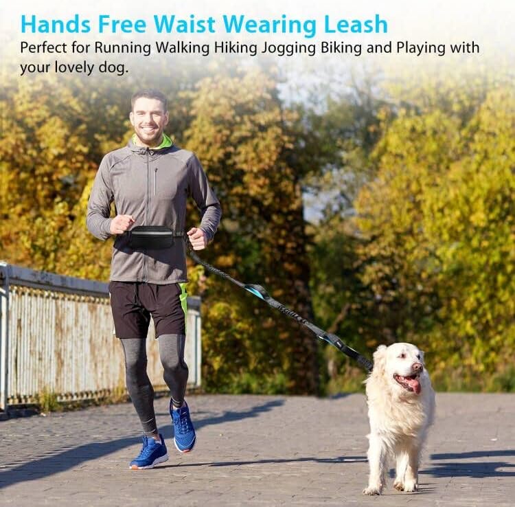 Uppetly Hands Free Dog Running Leash with Zipper Pouch, Dual Handle