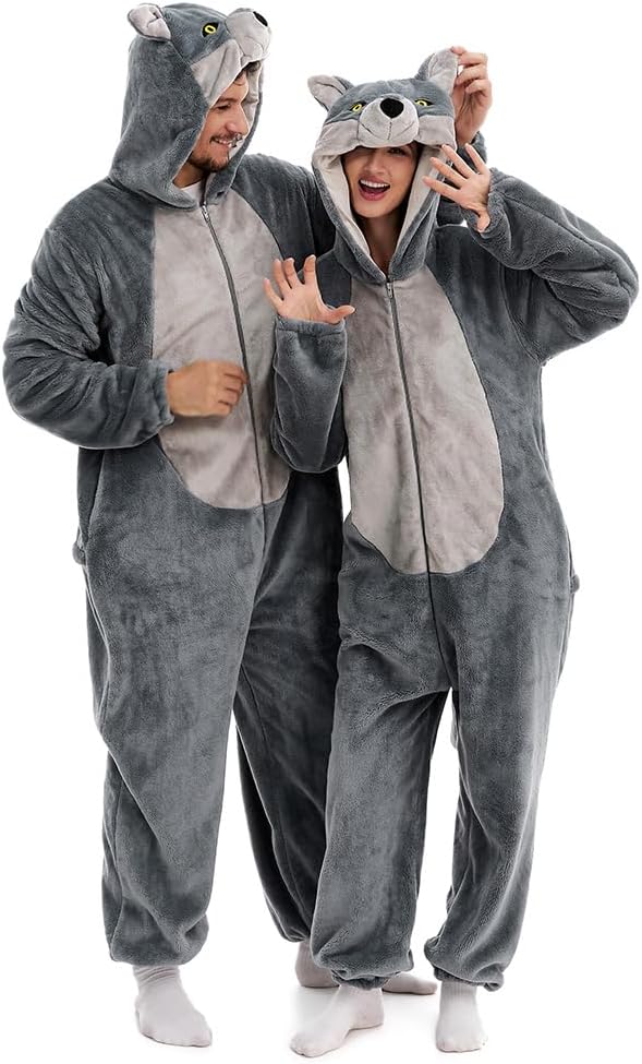 Flannel Fleece Adult Onesies – Fuzzy Onepiece Hood Costume
