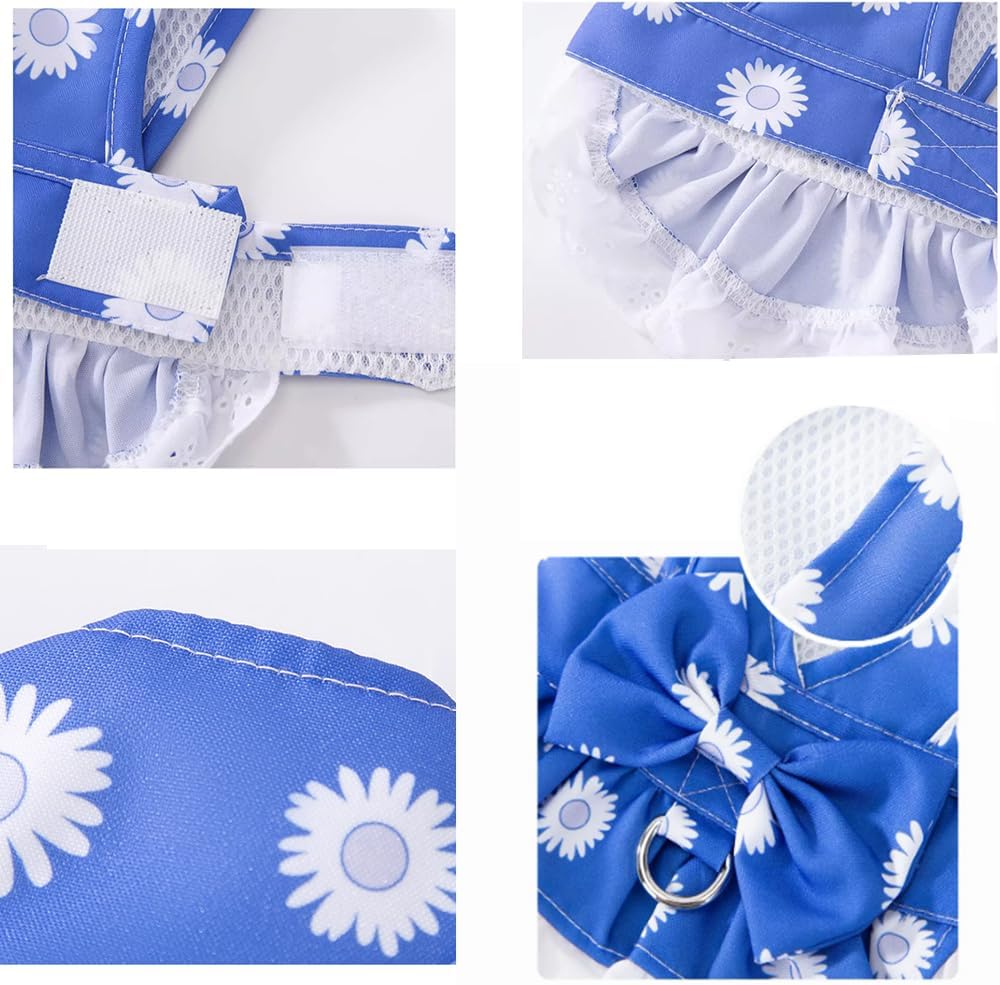 Anelekor Dog Harness Dress for Small Dog Daisy Floral Dog Harness