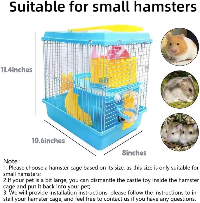Tfwadmx 2-Tier Portable Dwarf Small Hamster Carrier Travel Cage