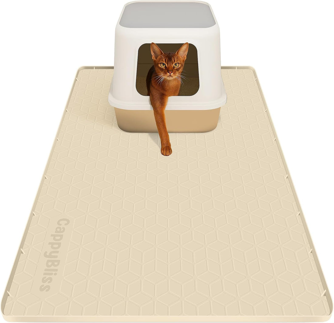 Cat Litter Mat, 34"x22" Waterproof Silicone, Litter Trapping