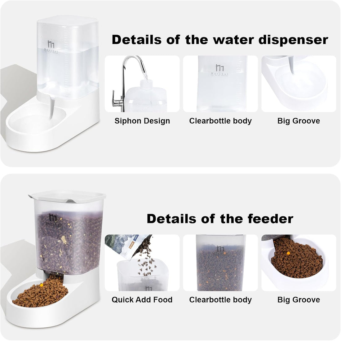 Marchul Dog Feeder, Gravity Cat Feeder and Water Dispenser Set