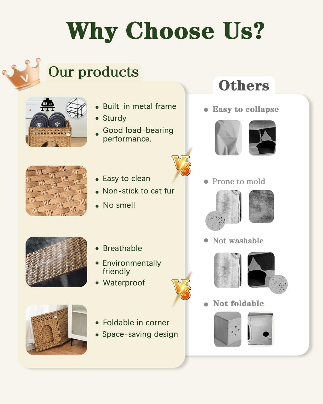 SETVSON Cat Beds for Indoor Cats Extra Large Double Cat Cave