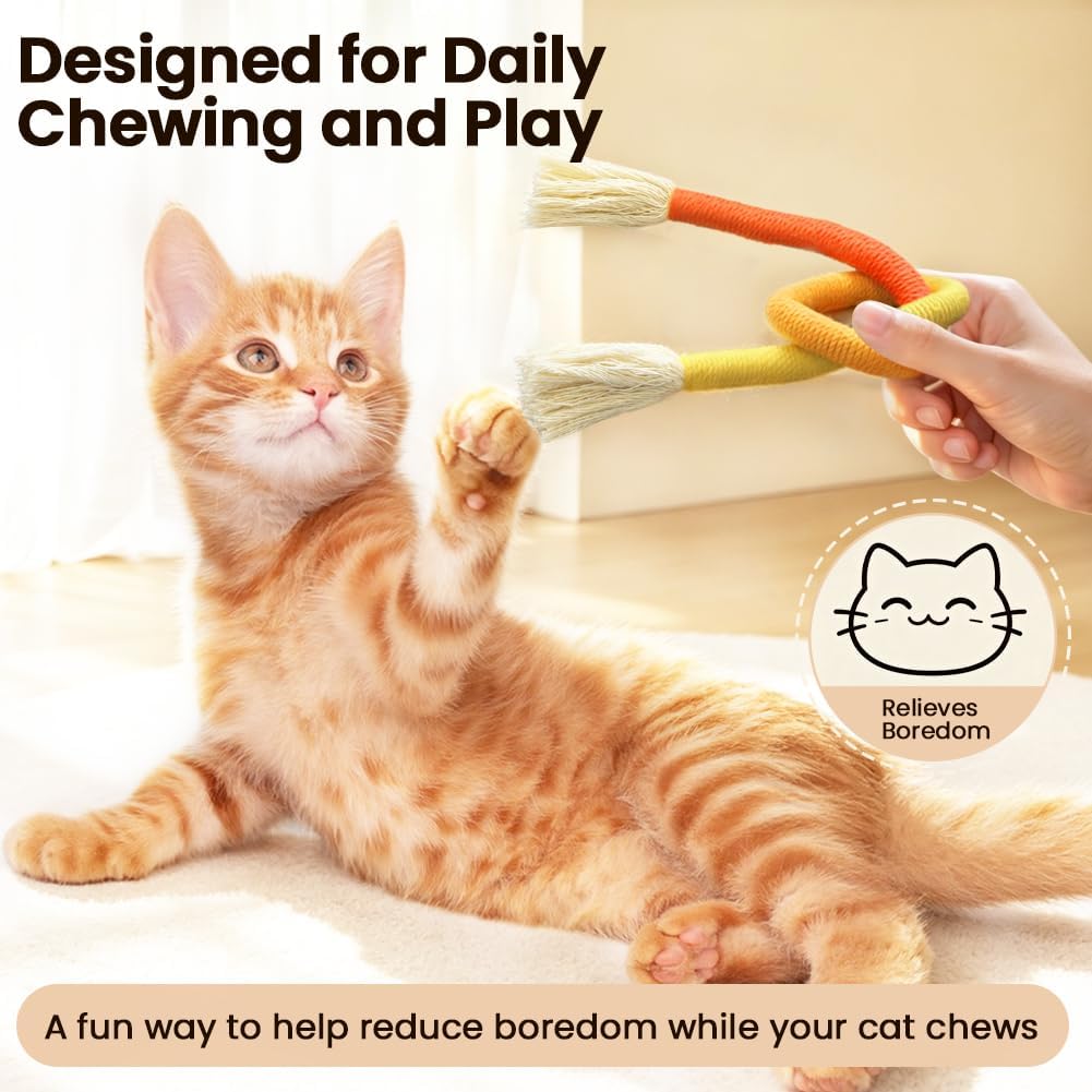 Retro Shaw 3Pcs Cat Chew Ropes with Refillable Natural Catnip