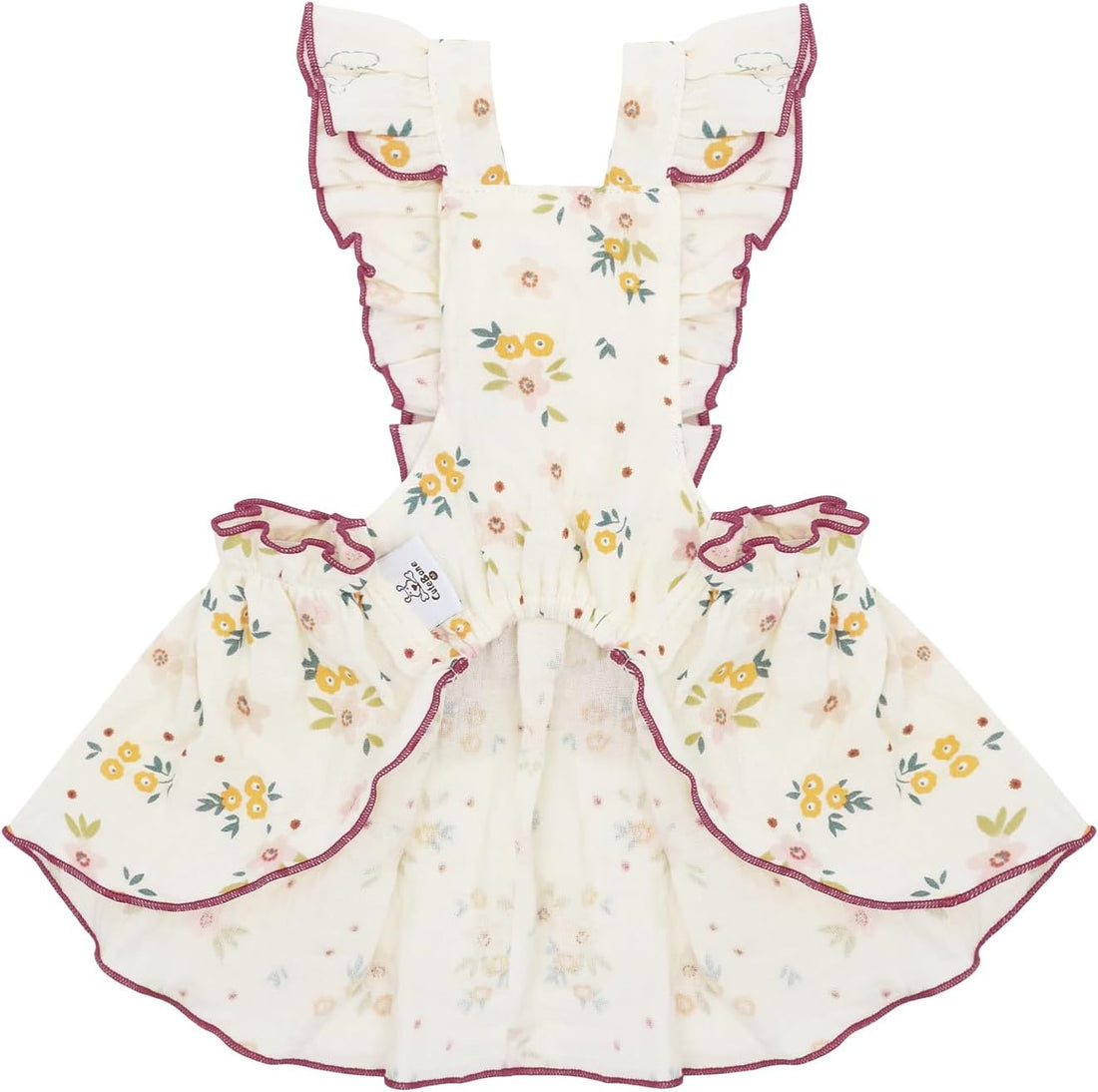 CuteBone Cotton Dog Dress Flowers with Leash Ring & Sleeve Ruffles