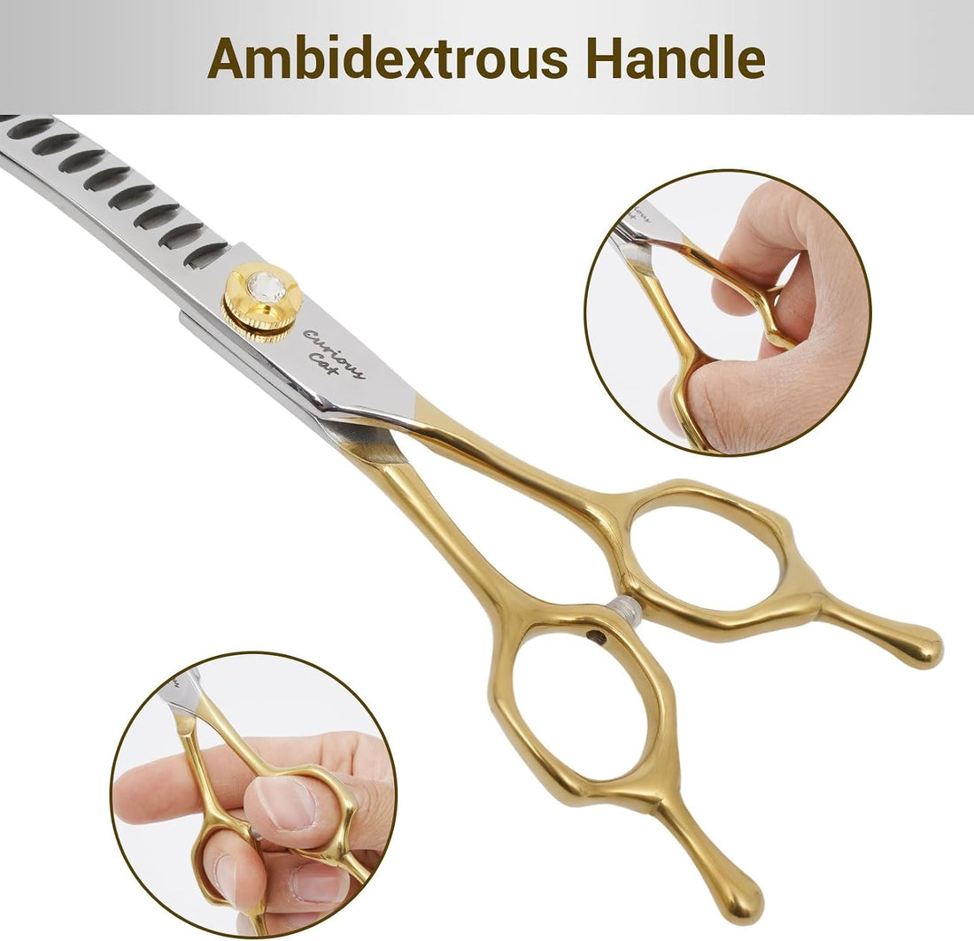 Dog Grooming Scissors,7.0'' Pet Curved Chunkers Shears