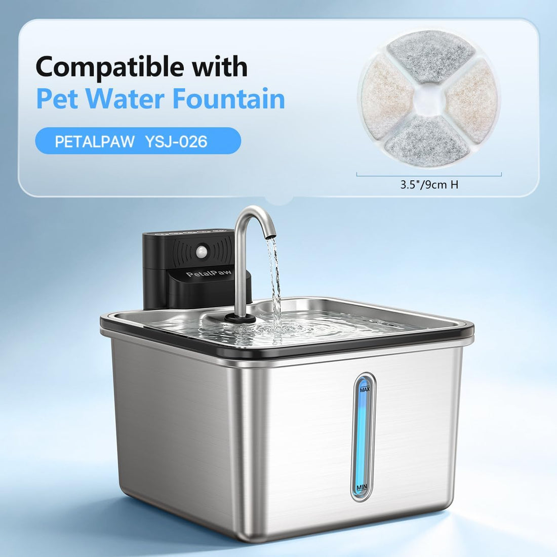 Wireless Cat Water Fountain, Water & Battery Separation, Faucet Design