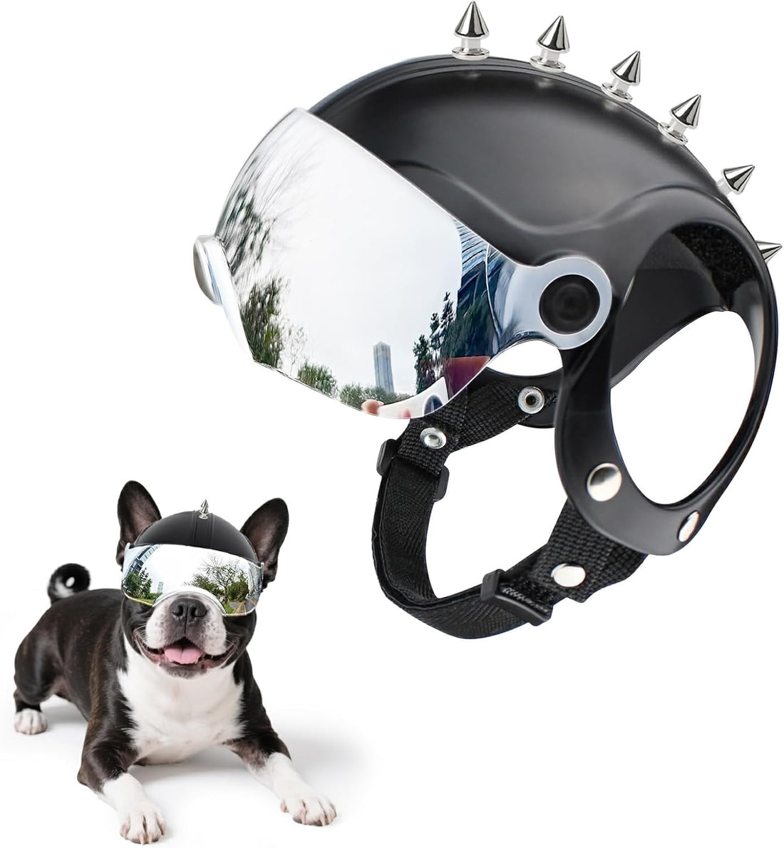 Dog Helmet for Small Breed Cool Pet Motorcycle Helmet with Drop-Down
