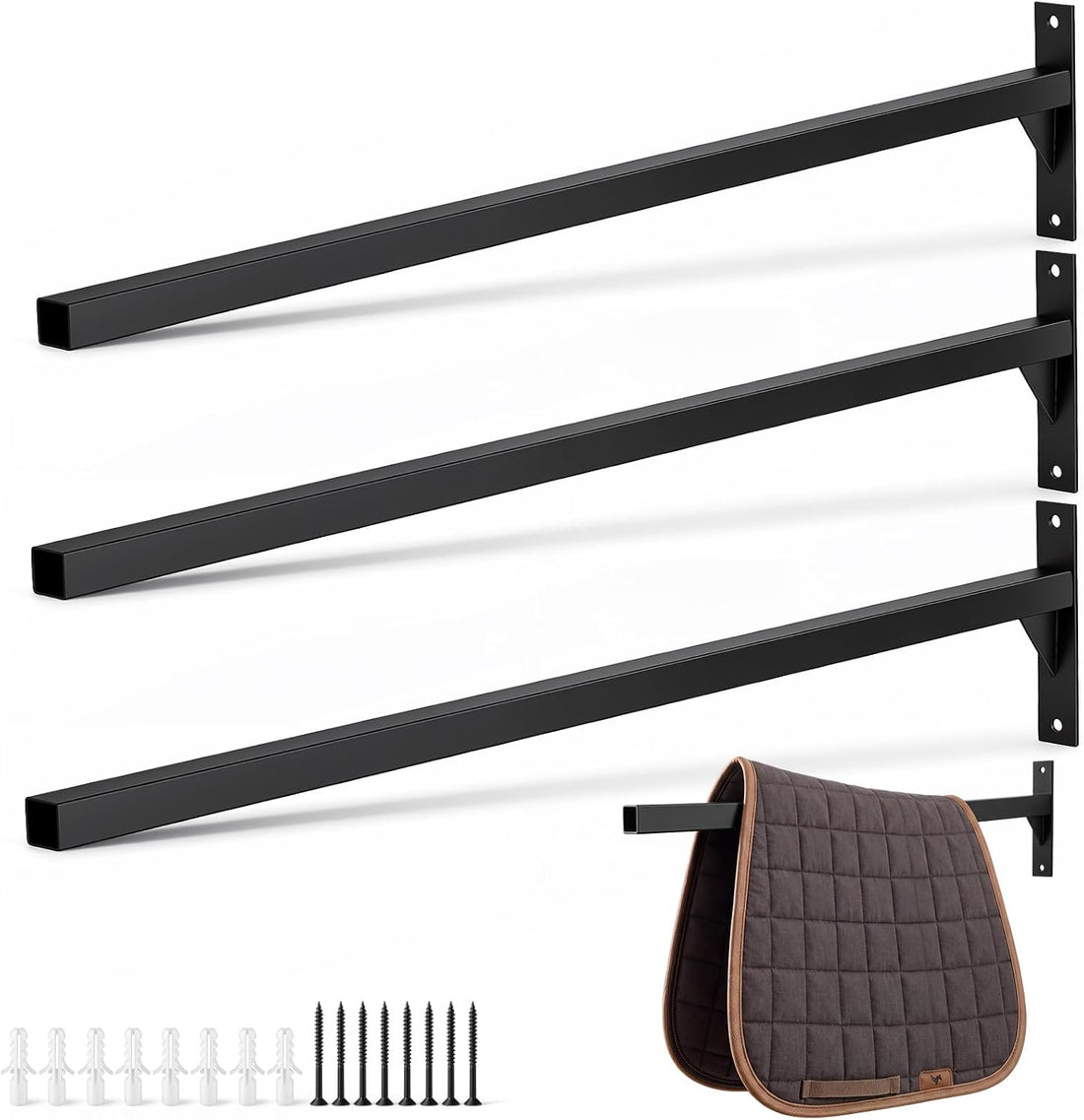 4 Pcs Heavy Duty Saddle Pad Rack, Wall Mounted, Single
