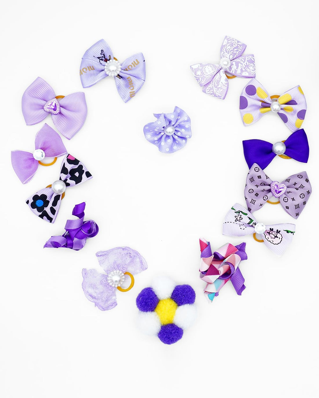 PET SHOW 100 Pack Girl Dog Hair Bows with Rubber Bands for Small Dogs