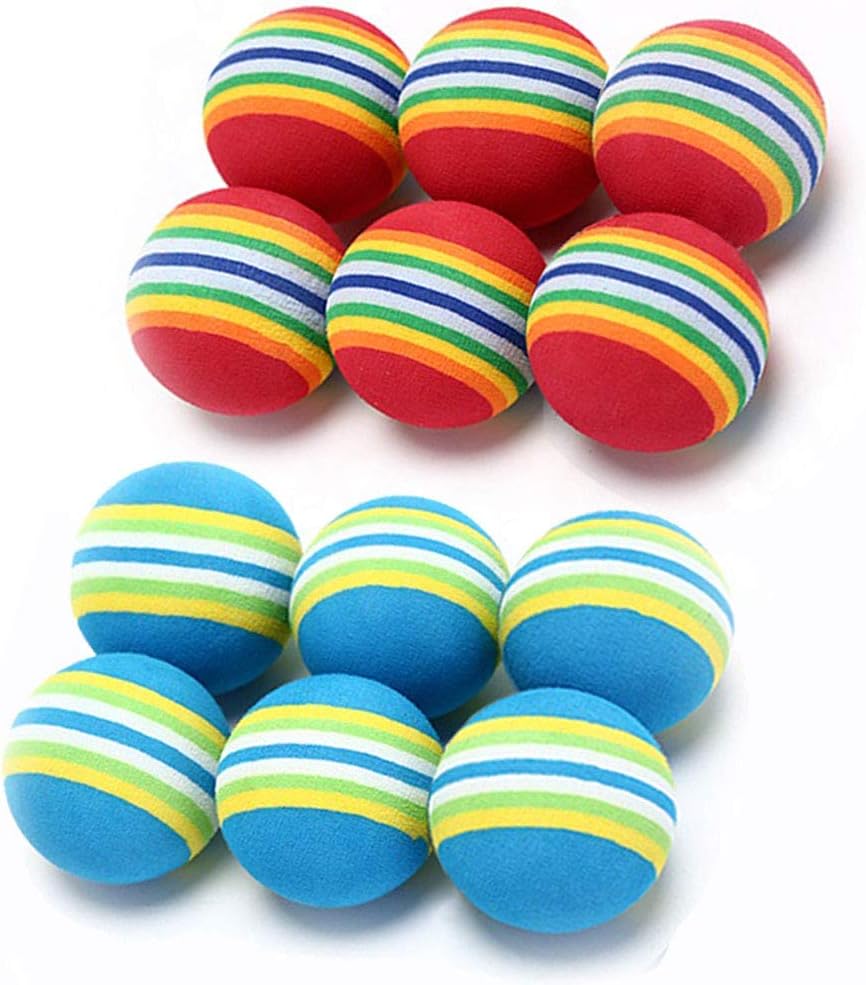 VOVIGGOL 12 Pack 2 Color Rainbow Cat Toy Balls Soft EVA Foam