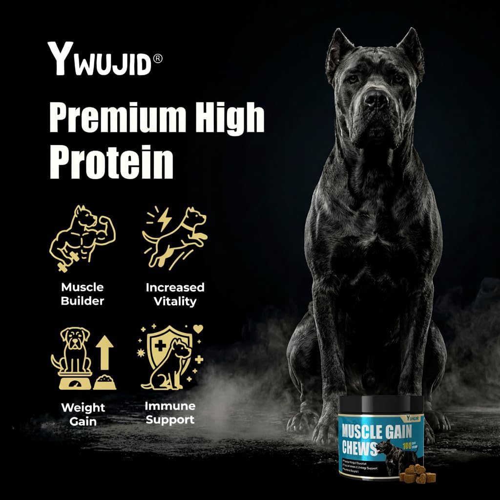 YWUJID Muscle Gain Chews Dog Weight Gainer Supplements with High