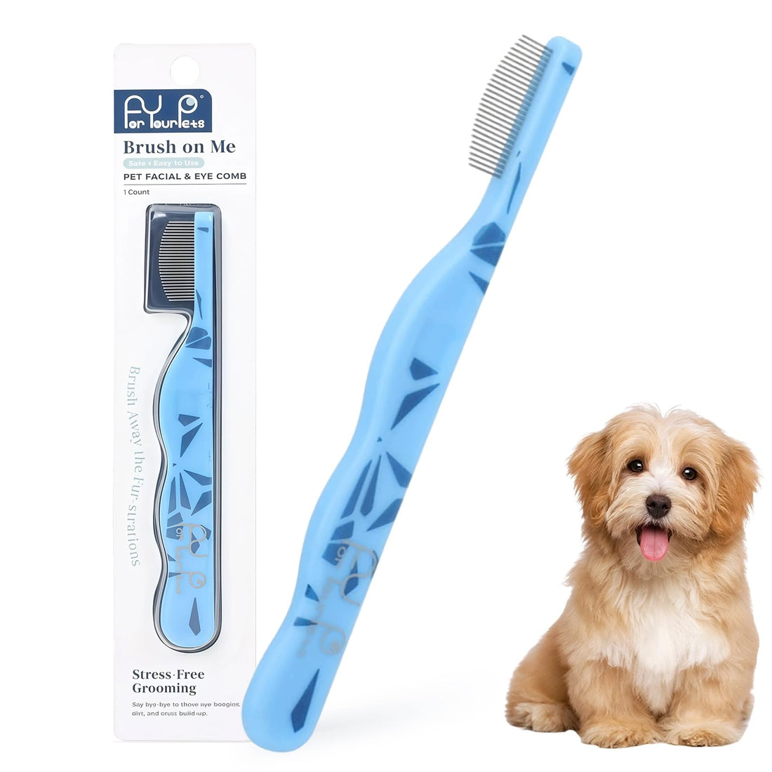 Histotree Blue Curved Small Dog Comb for Grooming Eyes Face Fine
