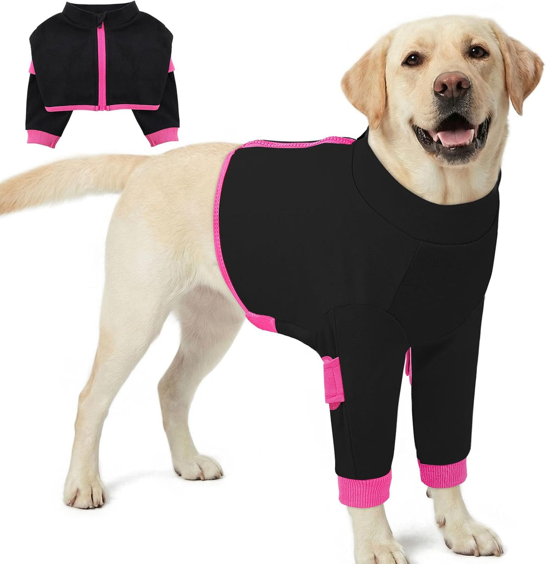 KOESON 100% Cotton Dog Surgery Recovery Suit Front Leg with Elbow