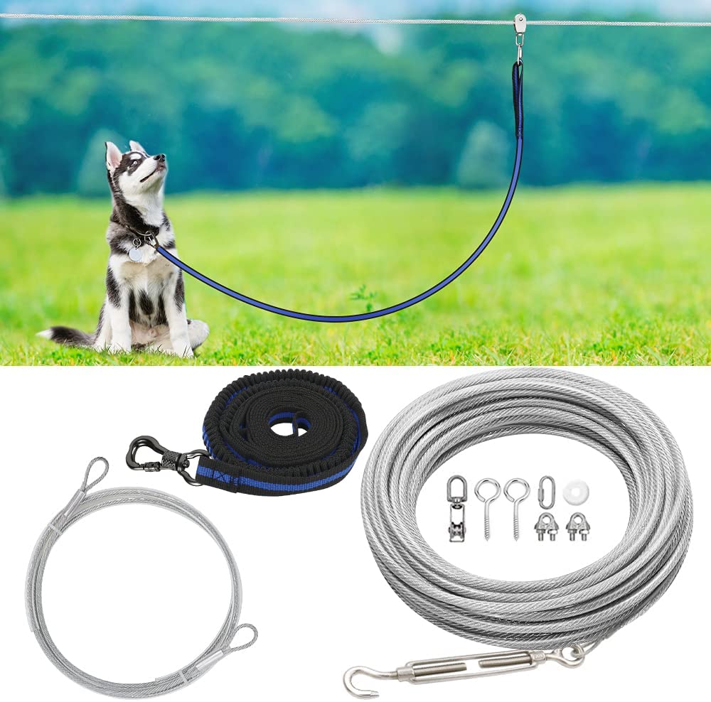 XiaZ Dog Tie Out Cable, 100ft Dog Trolley Runner Cable for Dogs up