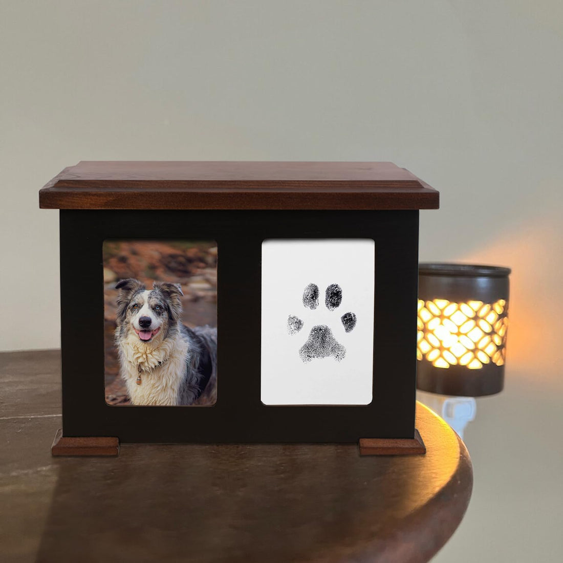 X Large Dog Urn for Ashes & Paw Print Kit,Solid Wood,Up to 150 lbs