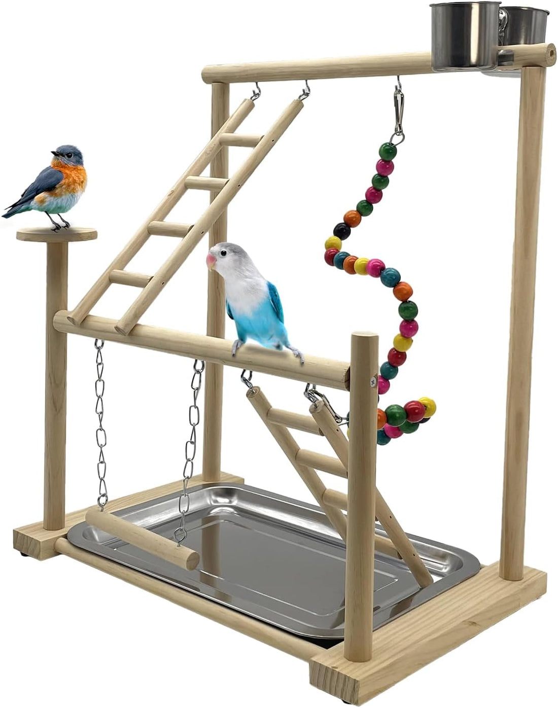 Hamiledyi 4 Layers Large Bird Playground 32" H Pet Parrot Playstand