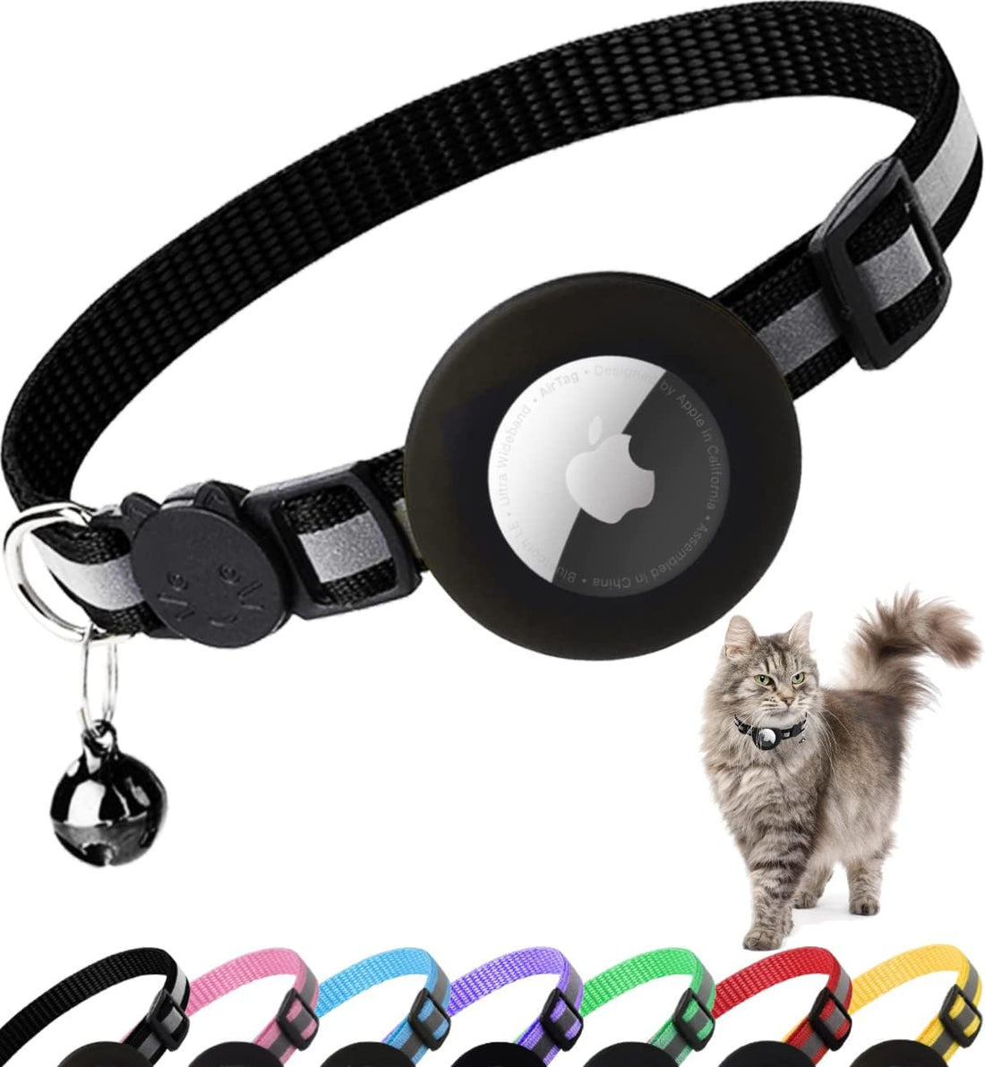Airtag Cat Collar Breakaway, Reflective Kitten Collar with Apple Air