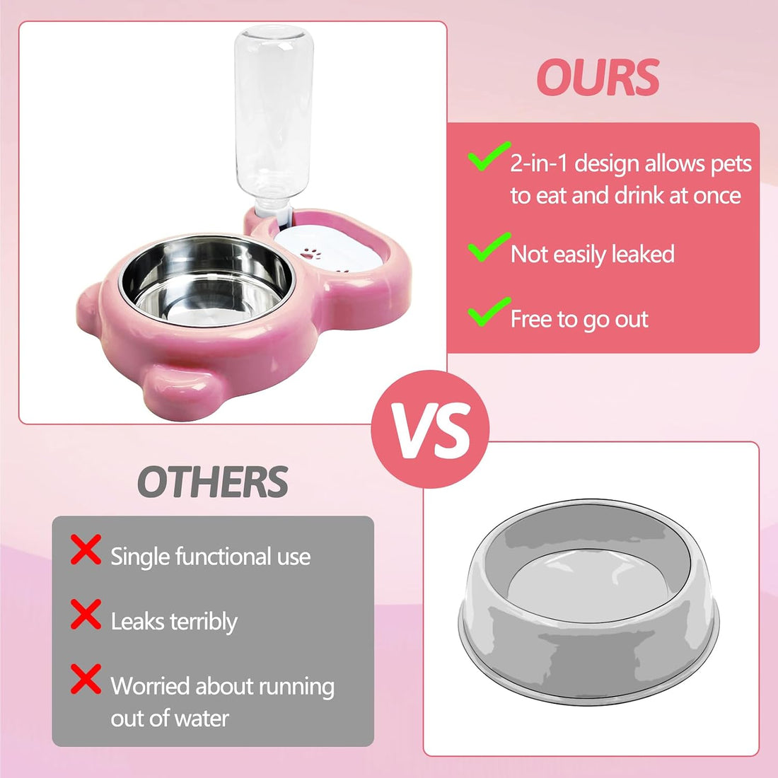 Rabbit Double Bowls Bunny Automatic Water Dispenser Detachable
