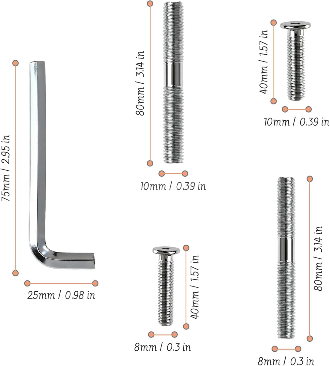 Cat Scratching Post Replacement Screws Set, M10 and M8 Bolt
