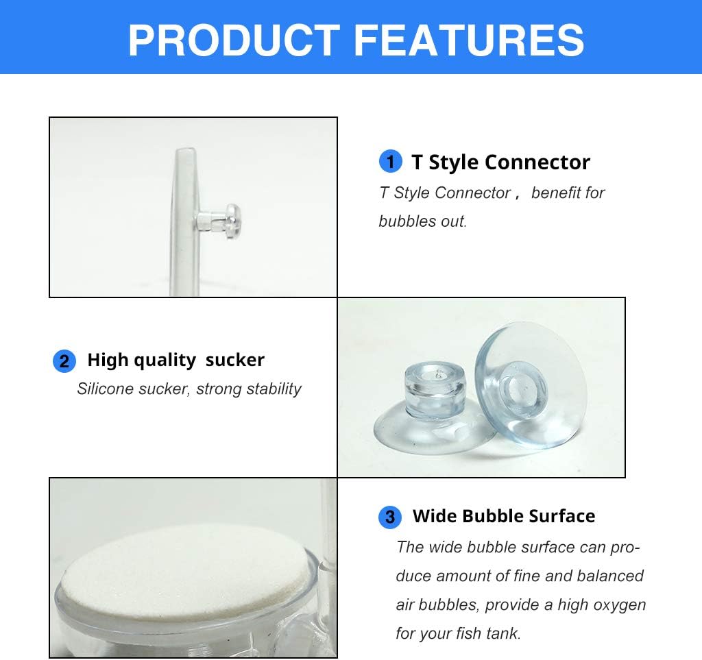 UPETTOOLS 1.4inch Nano Aquarium Air Stone Kit, Quiet Bubble Diffuser