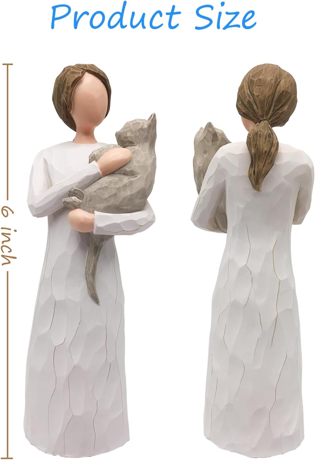 FRUMOASA Cat Angel Figurine 6" Loss of Cat Sympathy Memorial Gift