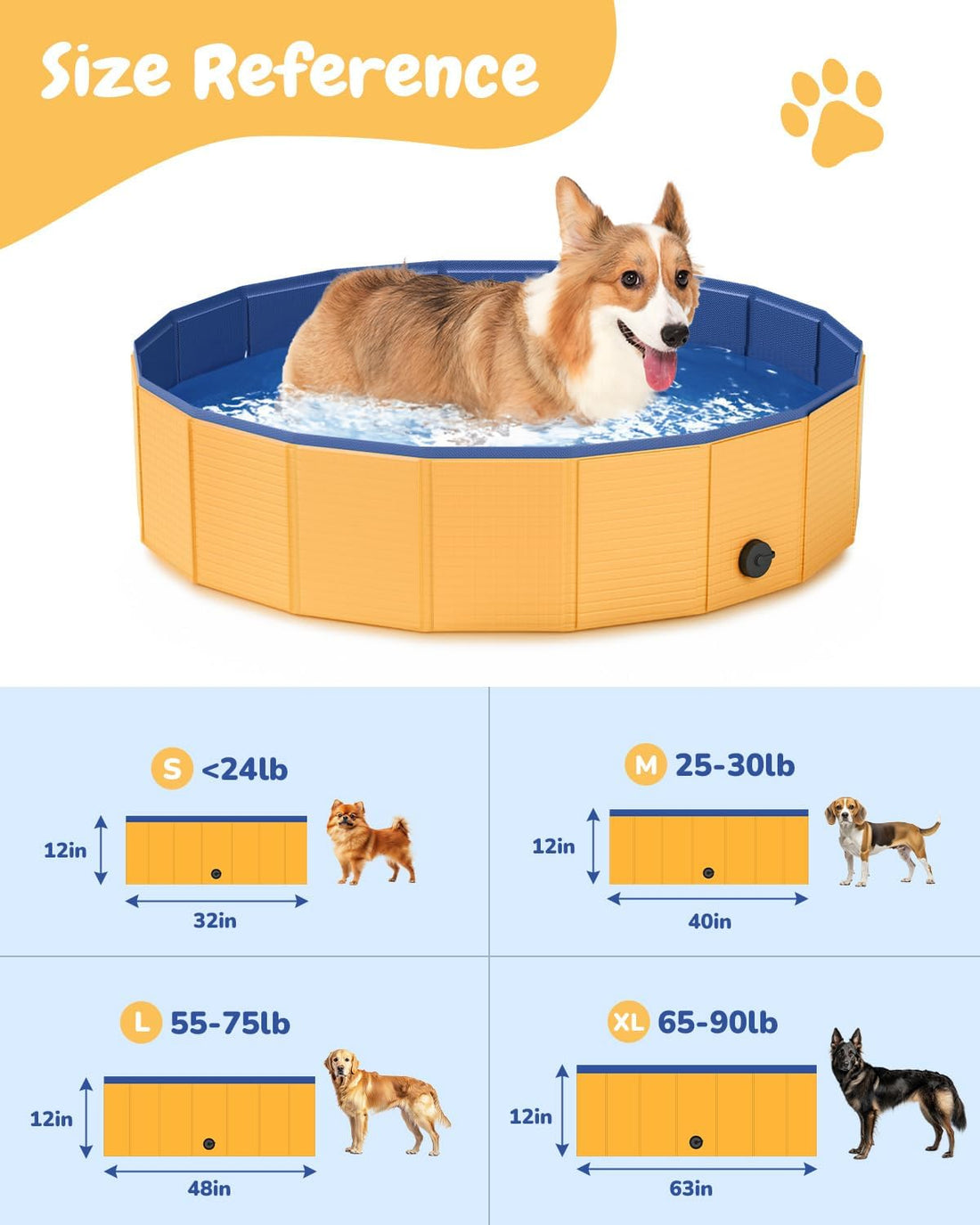 Foldable Dog Pool, 40" Pet Swimming Pool