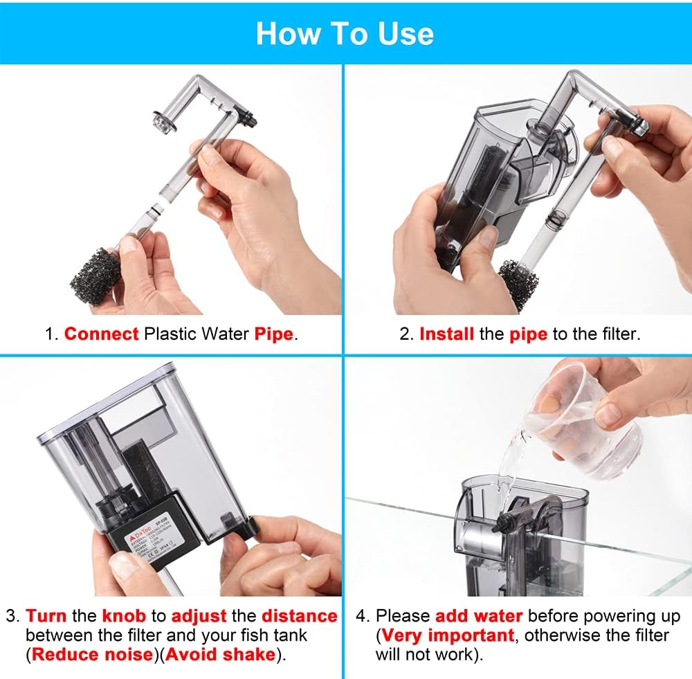 DaToo Aquarium Hang On Filter Small Fish Tank Hanging Filter Power