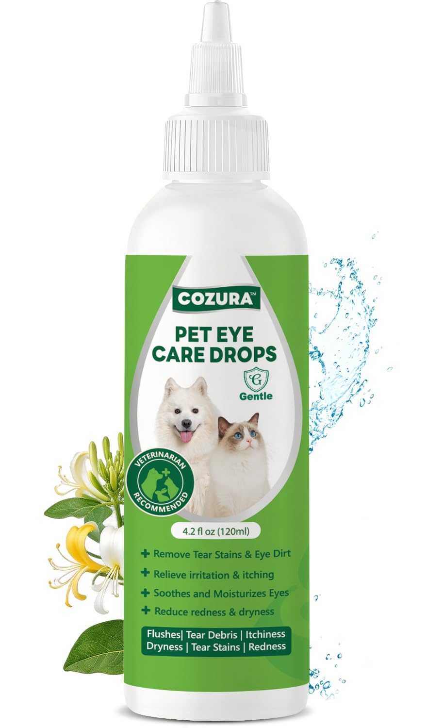 Cozura Dog Eye Drops for Allergies & Itching - Relief for Dry Red Eyes